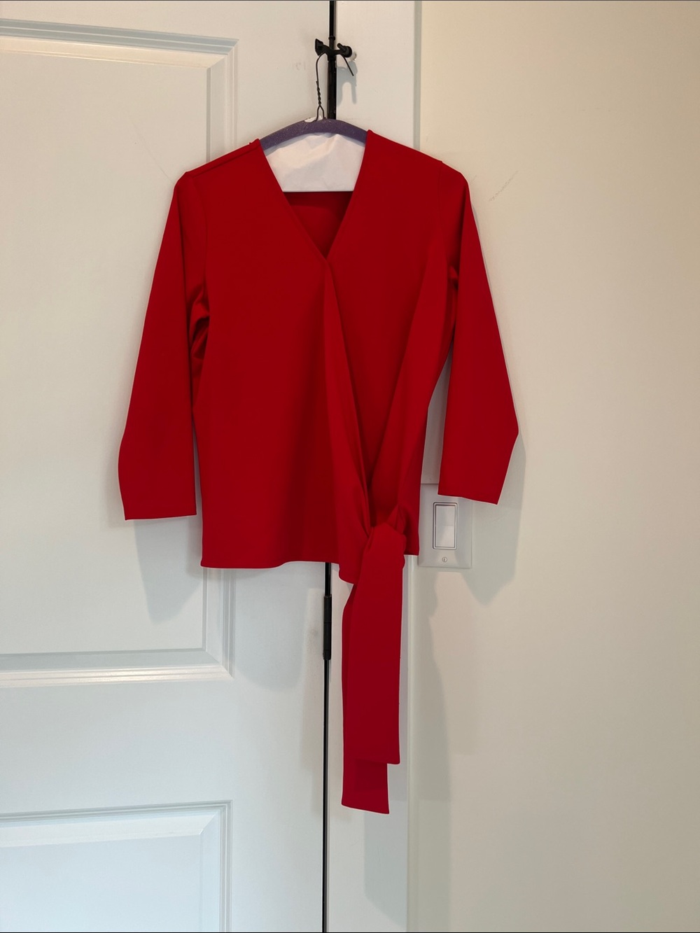 Ann Taylor Red Wrap Tie-Front Blouse